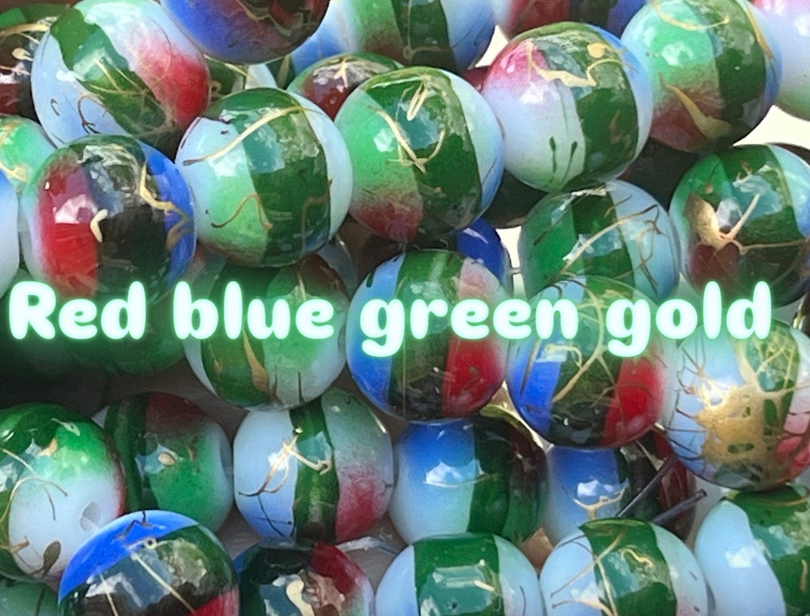 Striped Beads 10mm Glass beads