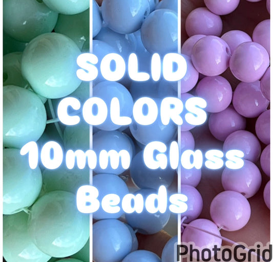 Solid color 10mm glass beads