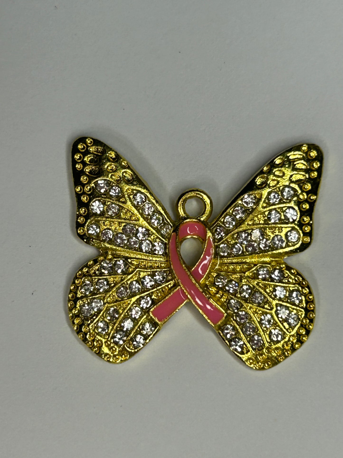 Breast cancer bracelet charm (gold)