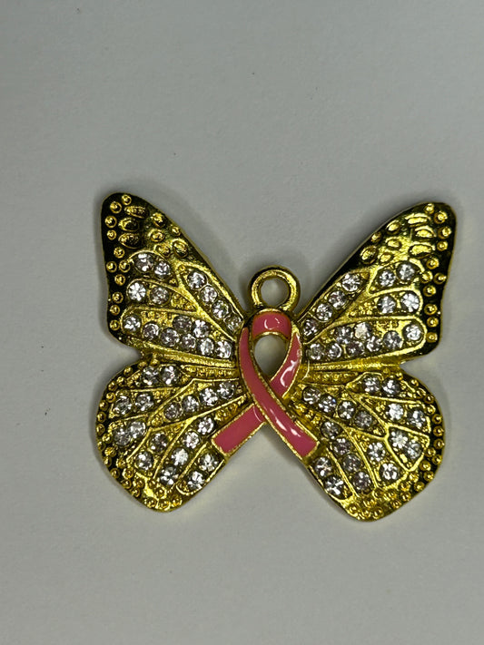 Breast cancer bracelet charm (gold)