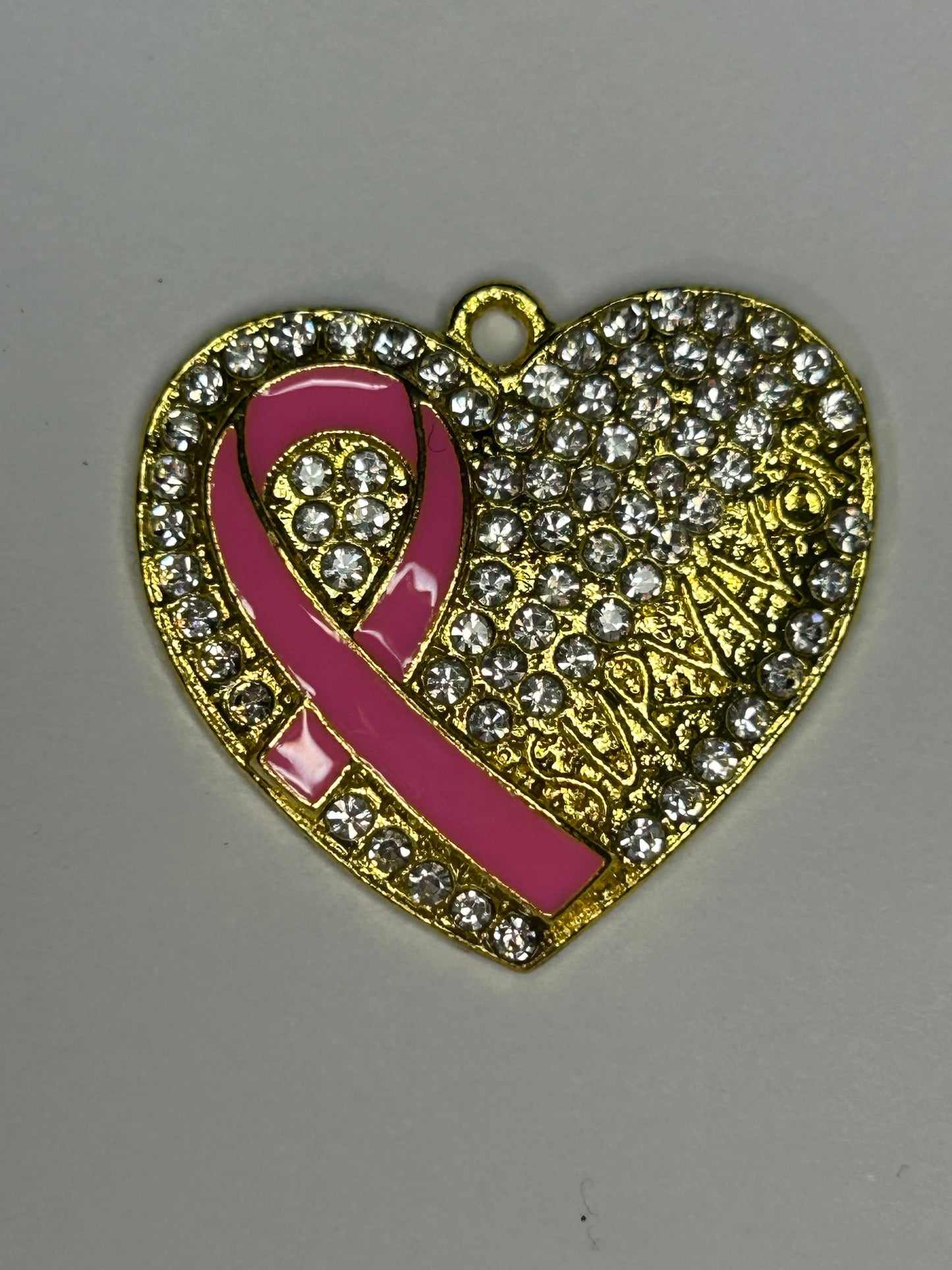 Breast cancer bracelet charm (gold)