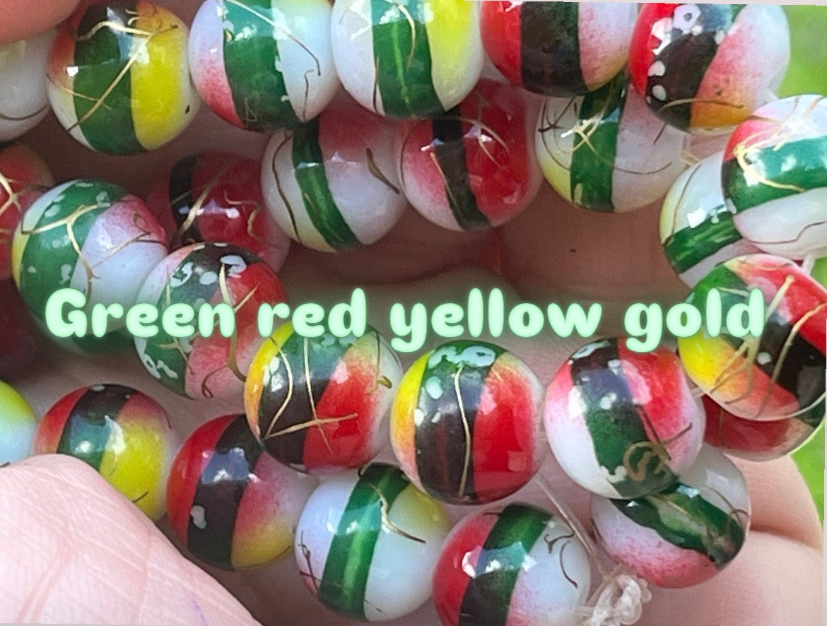 Striped Beads 10mm Glass beads