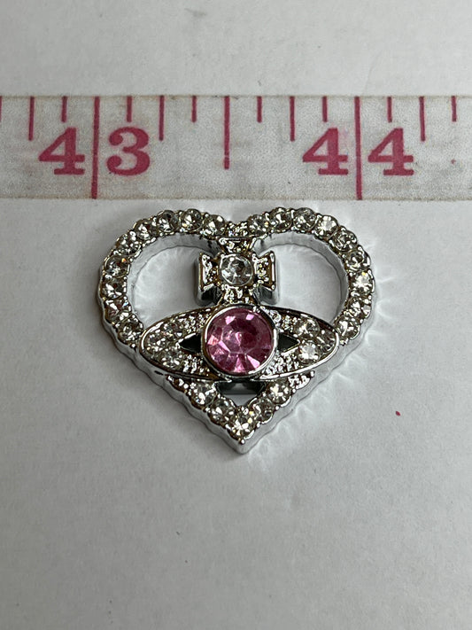 Flat back silver pink bling charms