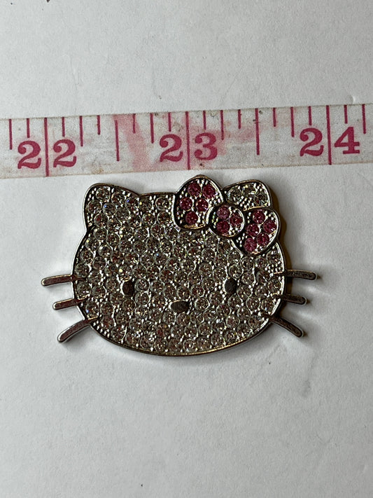 Silver bling pink bow flat back charm