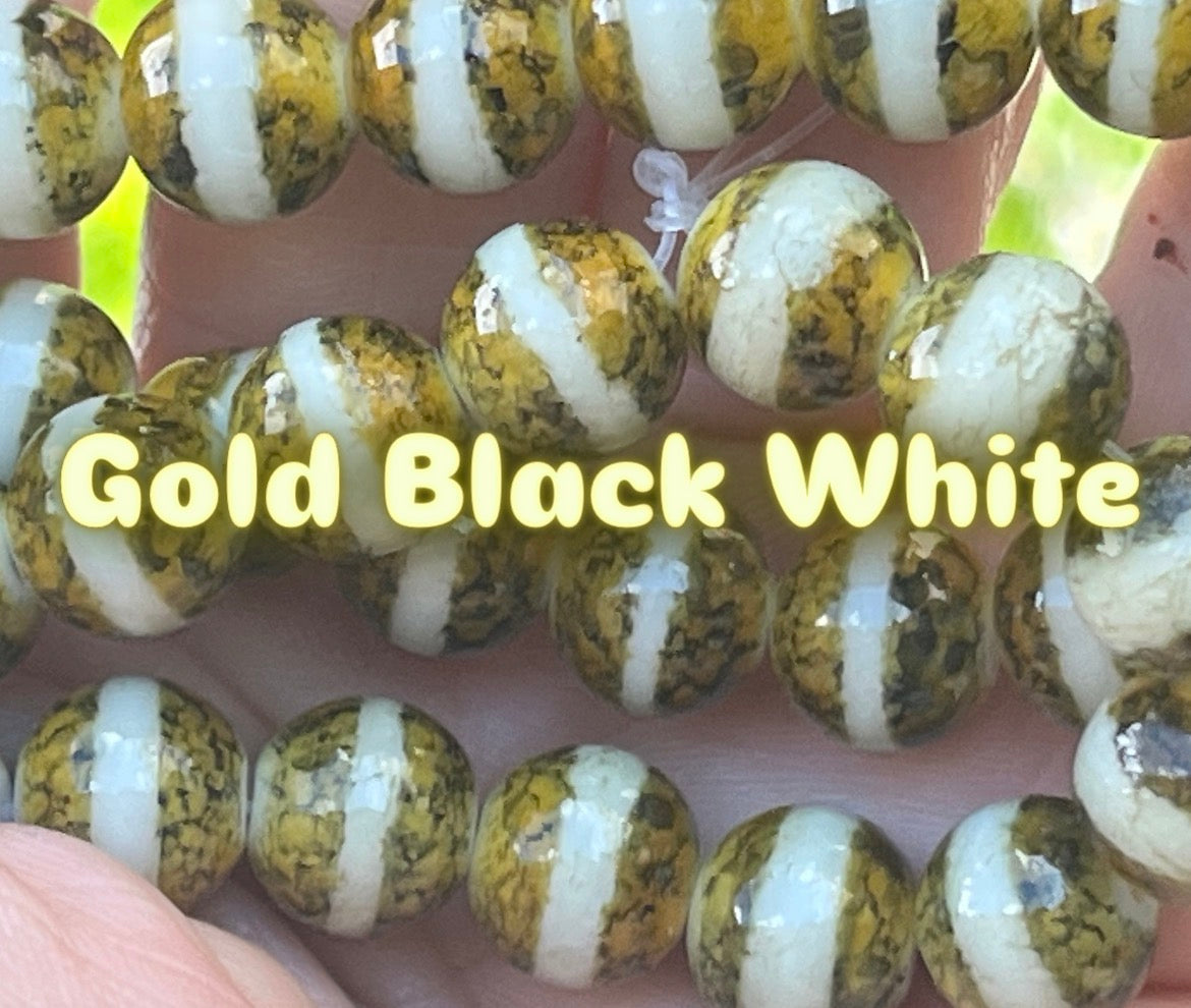 Striped Beads 10mm Glass beads