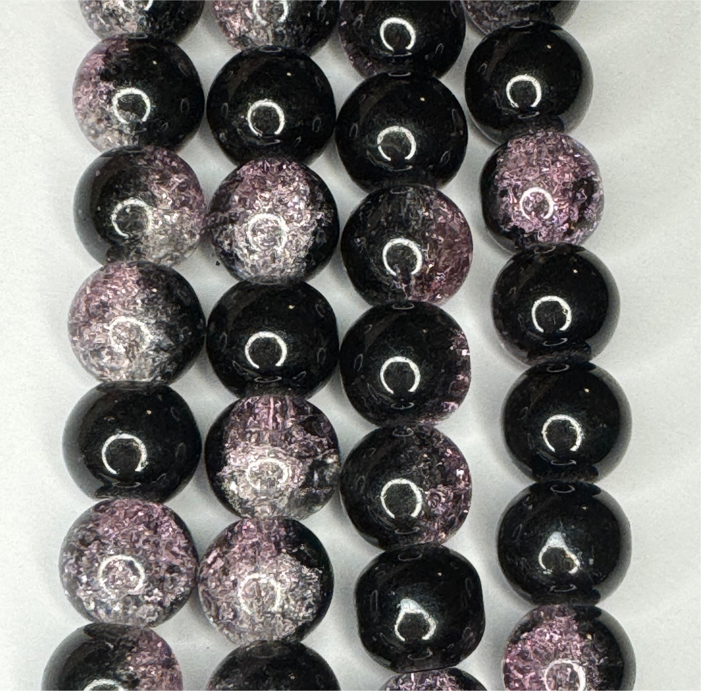 10mm Black and purple ombré crackle