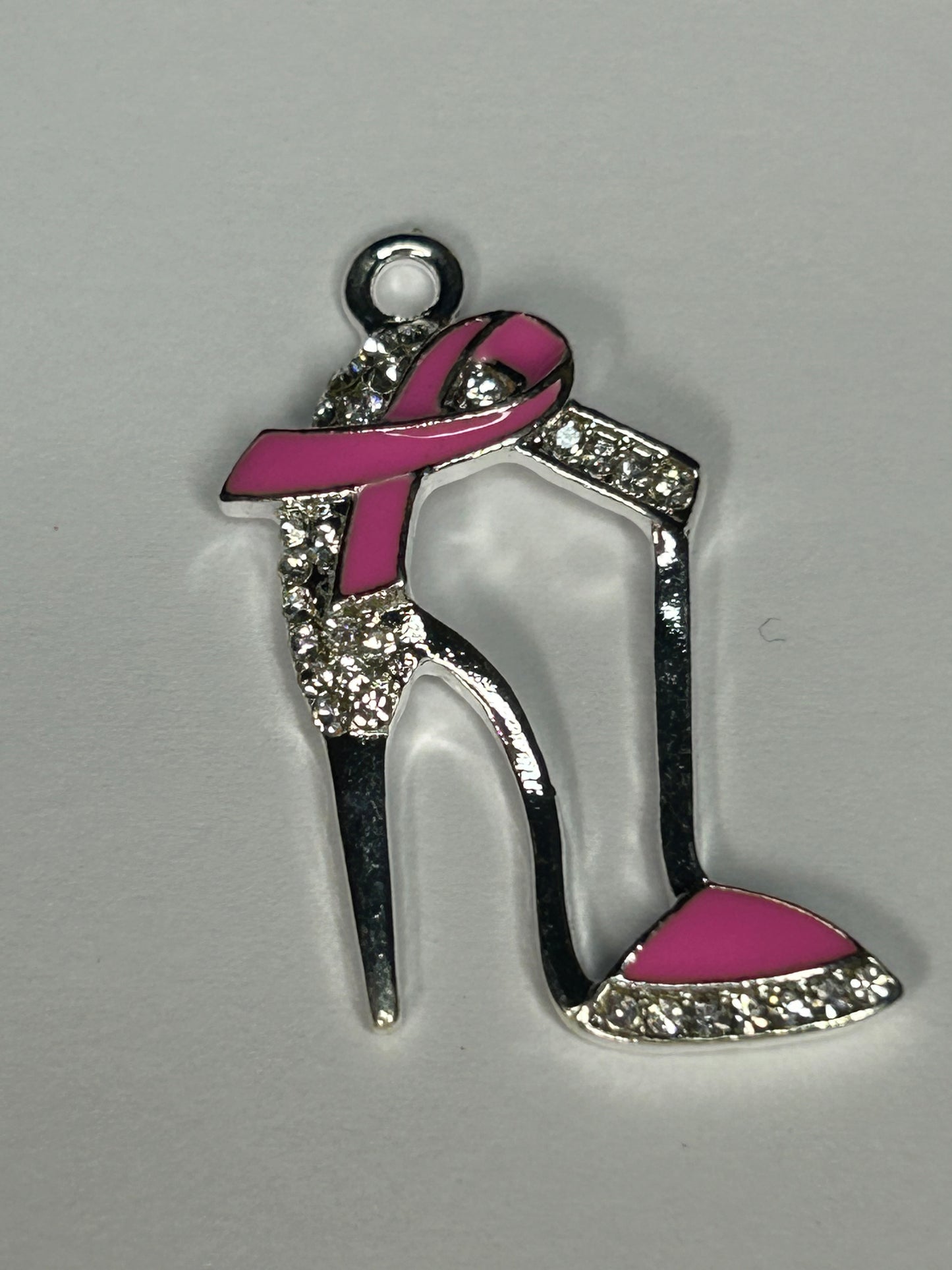 Breast cancer bracelet charm (silver)