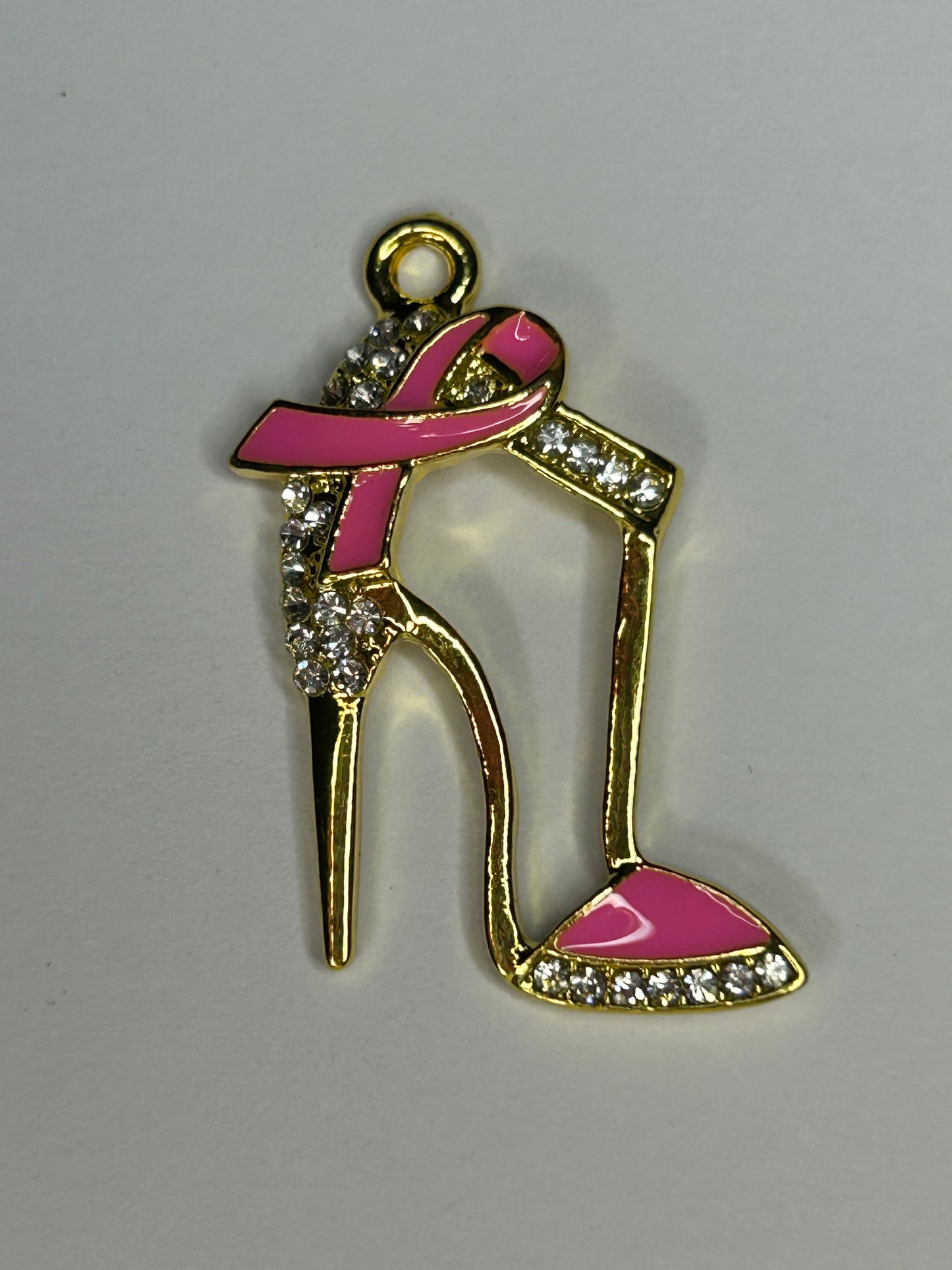 Breast cancer bracelet charm (gold)