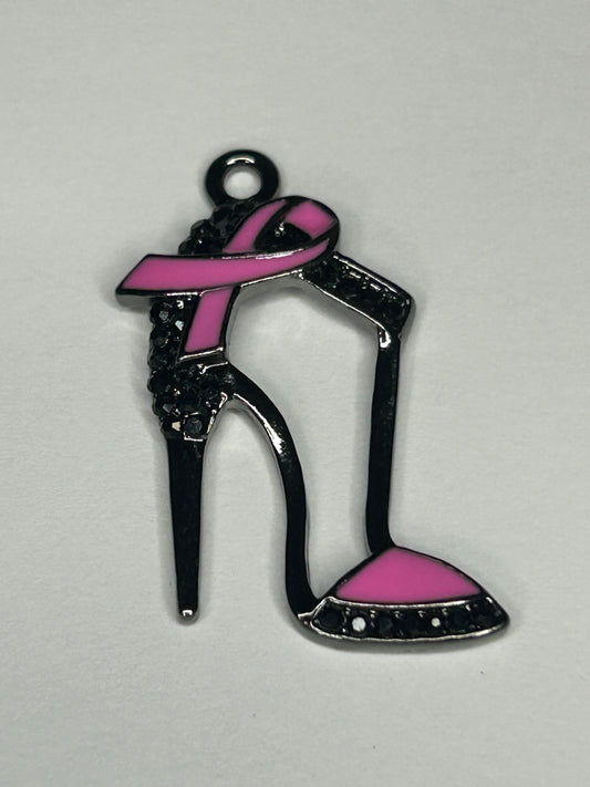 Breast cancer bracelet charm (gunmetal)