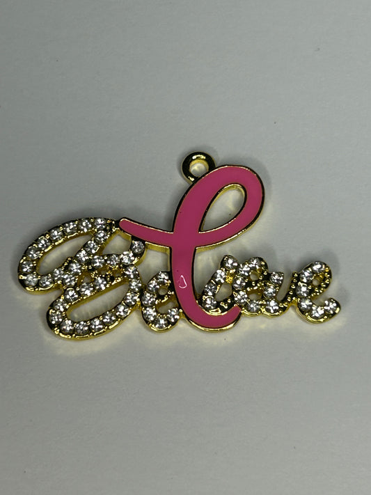 Breast cancer bracelet charm (gold)