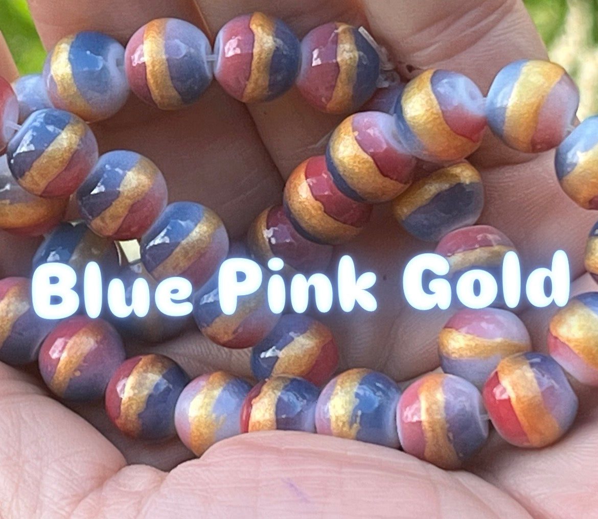 Striped Beads 10mm Glass beads
