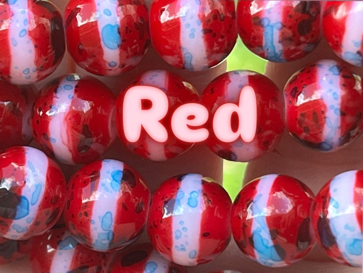 Striped Beads 10mm Glass beads