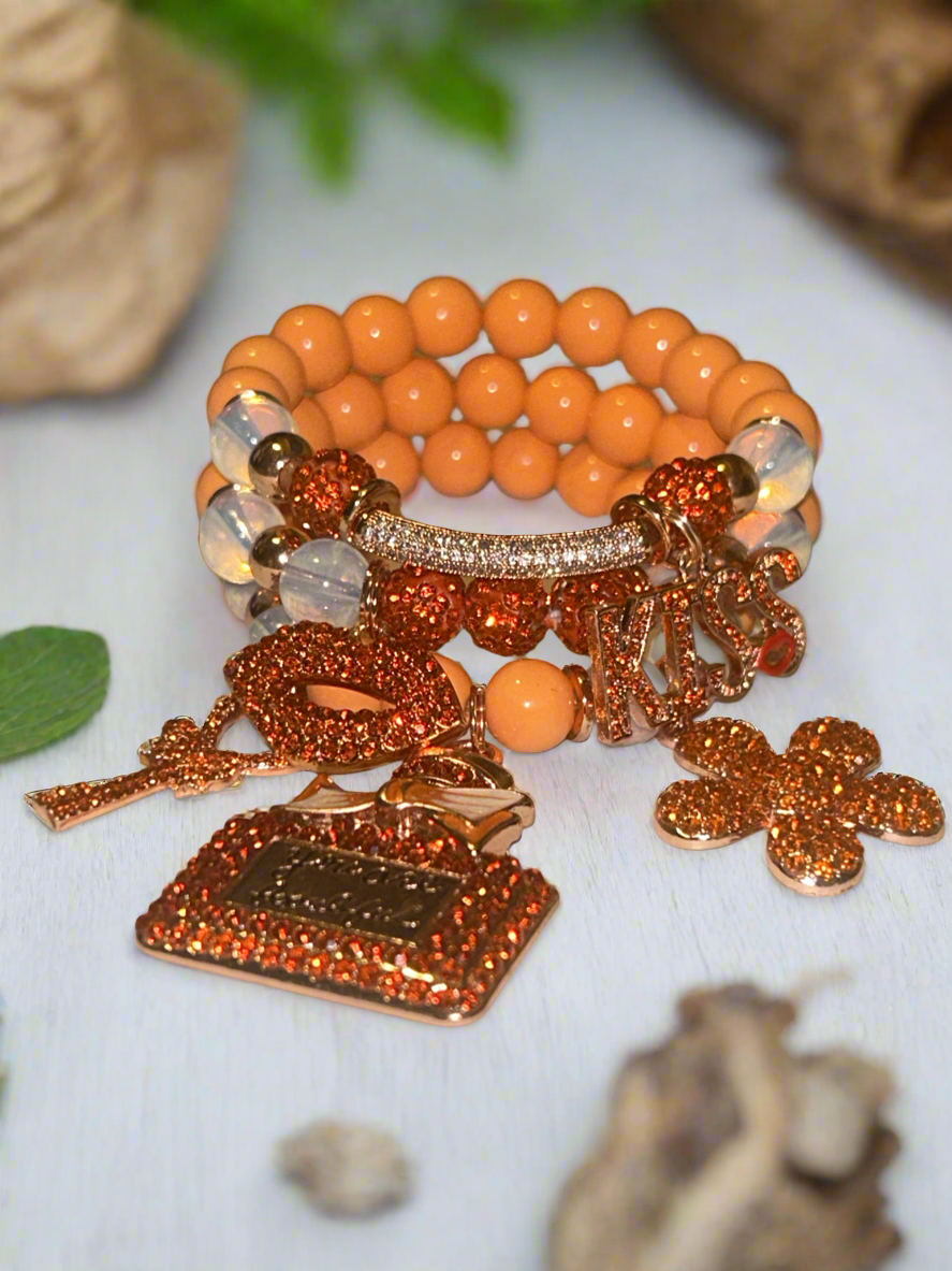 Orange and Rosegold 3 bracelet set