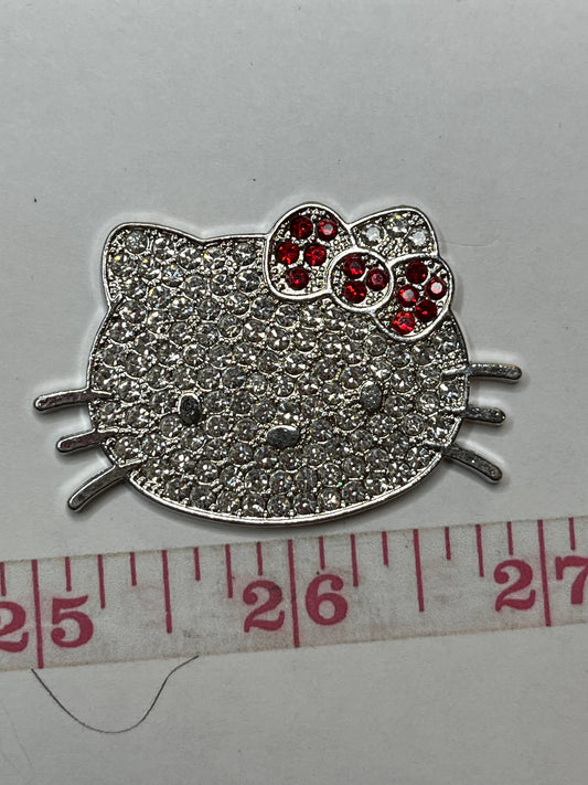 Big face silver bling red bow flat back