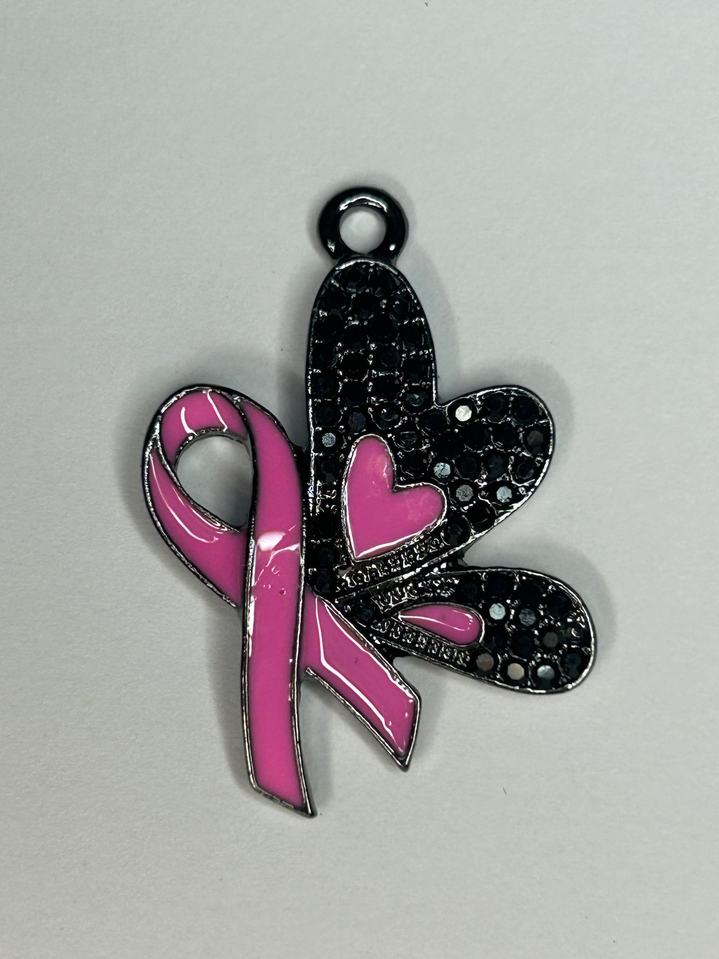 breast cancer bracelet charm (gunmetal)￼