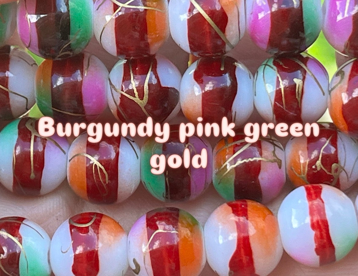Striped Beads 10mm Glass beads