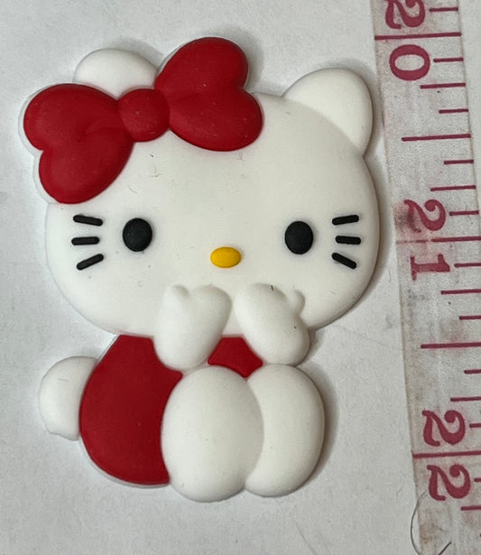 Red bow kitty flat back charm
