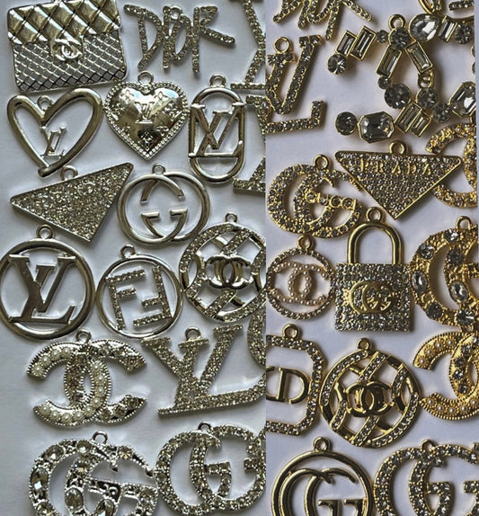 10 piece Fashion silver and gold bling bracelet charms