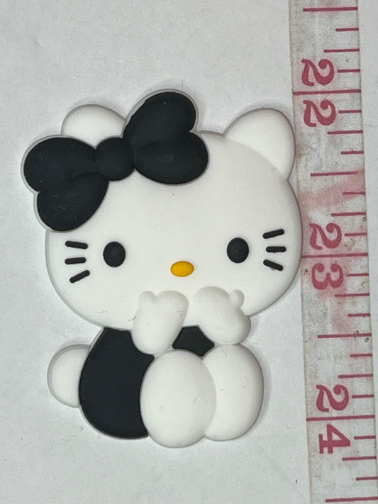 Black bow kitty flat back charm