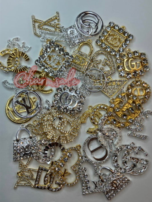 Silver and gold bling bracelet charms 10 piece packs(random mixed)