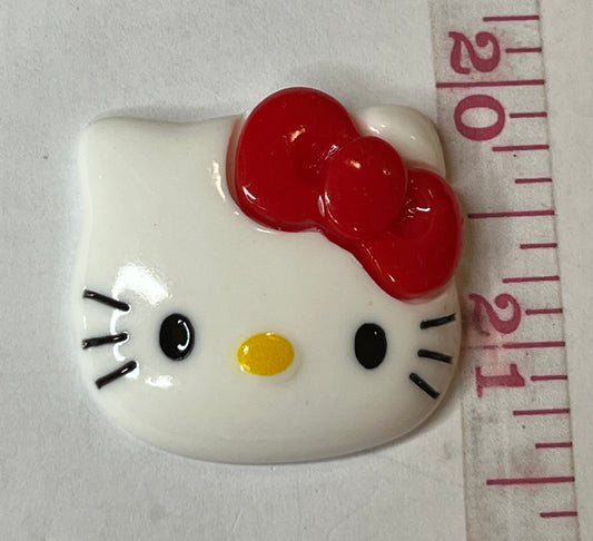 Red bow kitty flat back charms