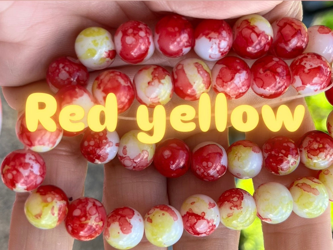 Marble 10mm glass beads