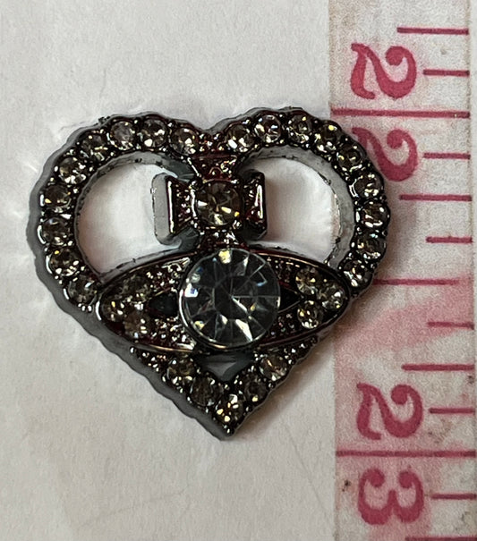 Black bling heart planet flat back