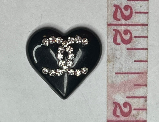 Bling C heart flat back