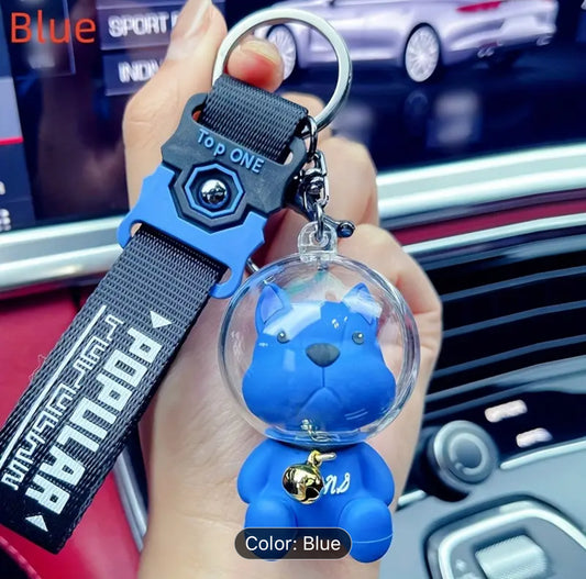 Blue astronaut bulldog keychain