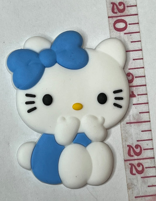 Blue bow kitty flat back charm