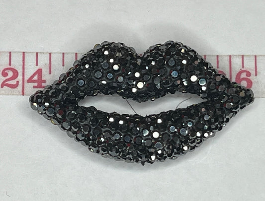 Dark grey rhinestone lips
