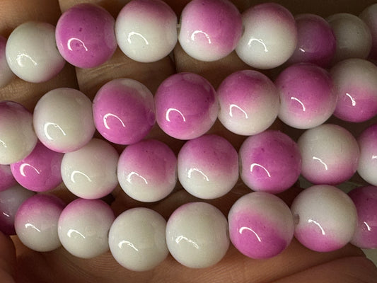 Rose pink ombré glass beads