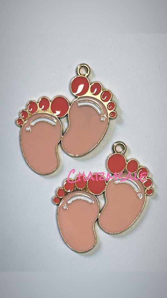 Pink baby feet gold backs