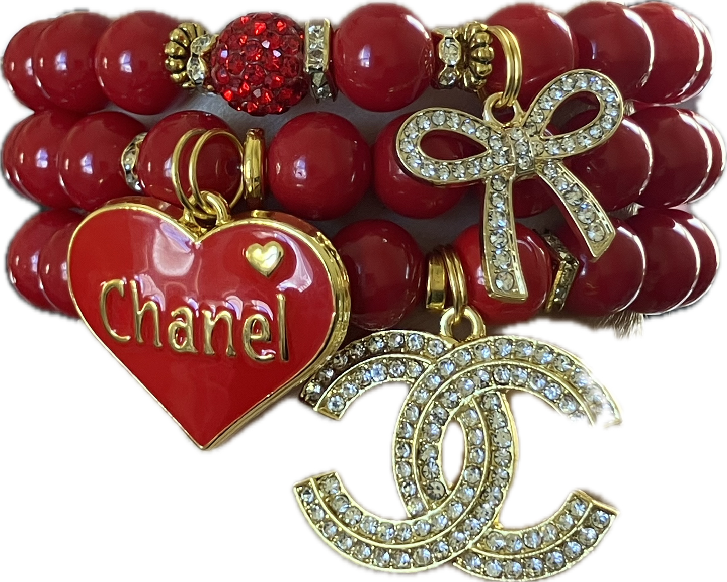 3 pcs red bracelet set