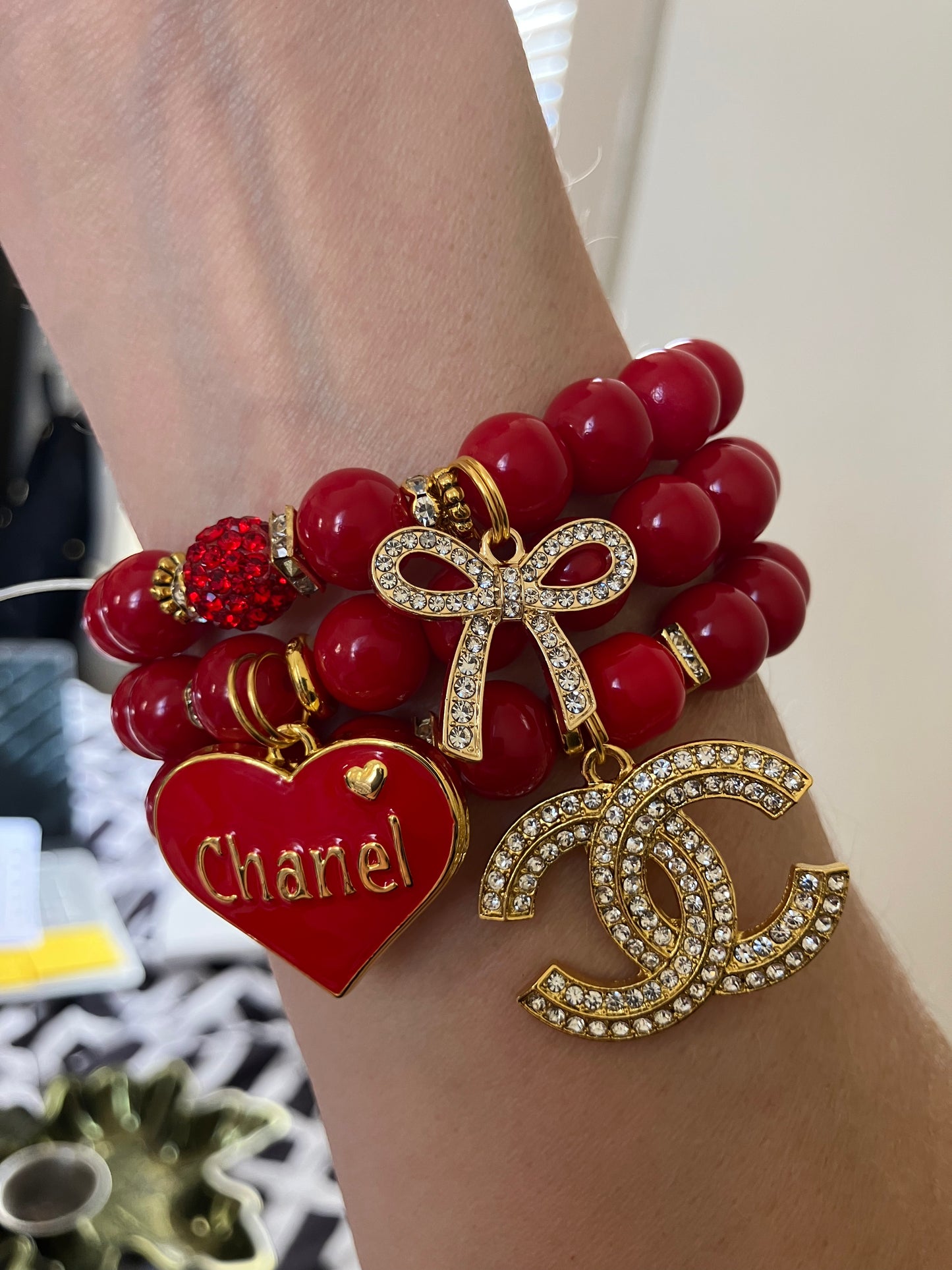 3 pcs red bracelet set