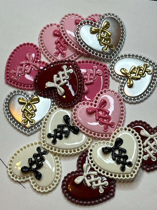 Big heart flat back charms (random colors)