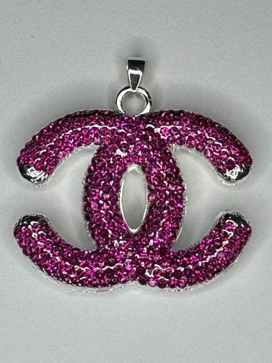 Fuchsia bling pendant (silver)