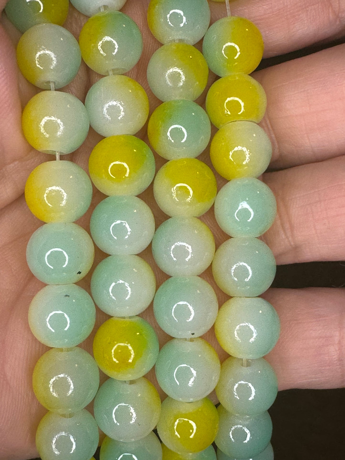 10mm Green and yellow ombré