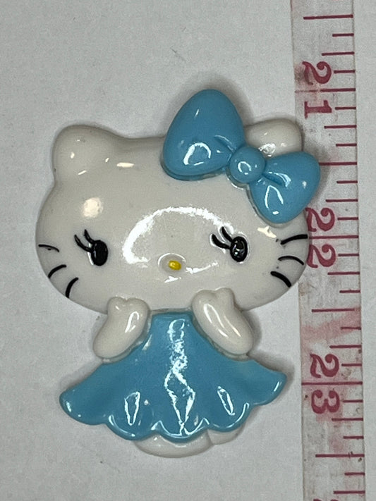 Big blue kitty flat back charm