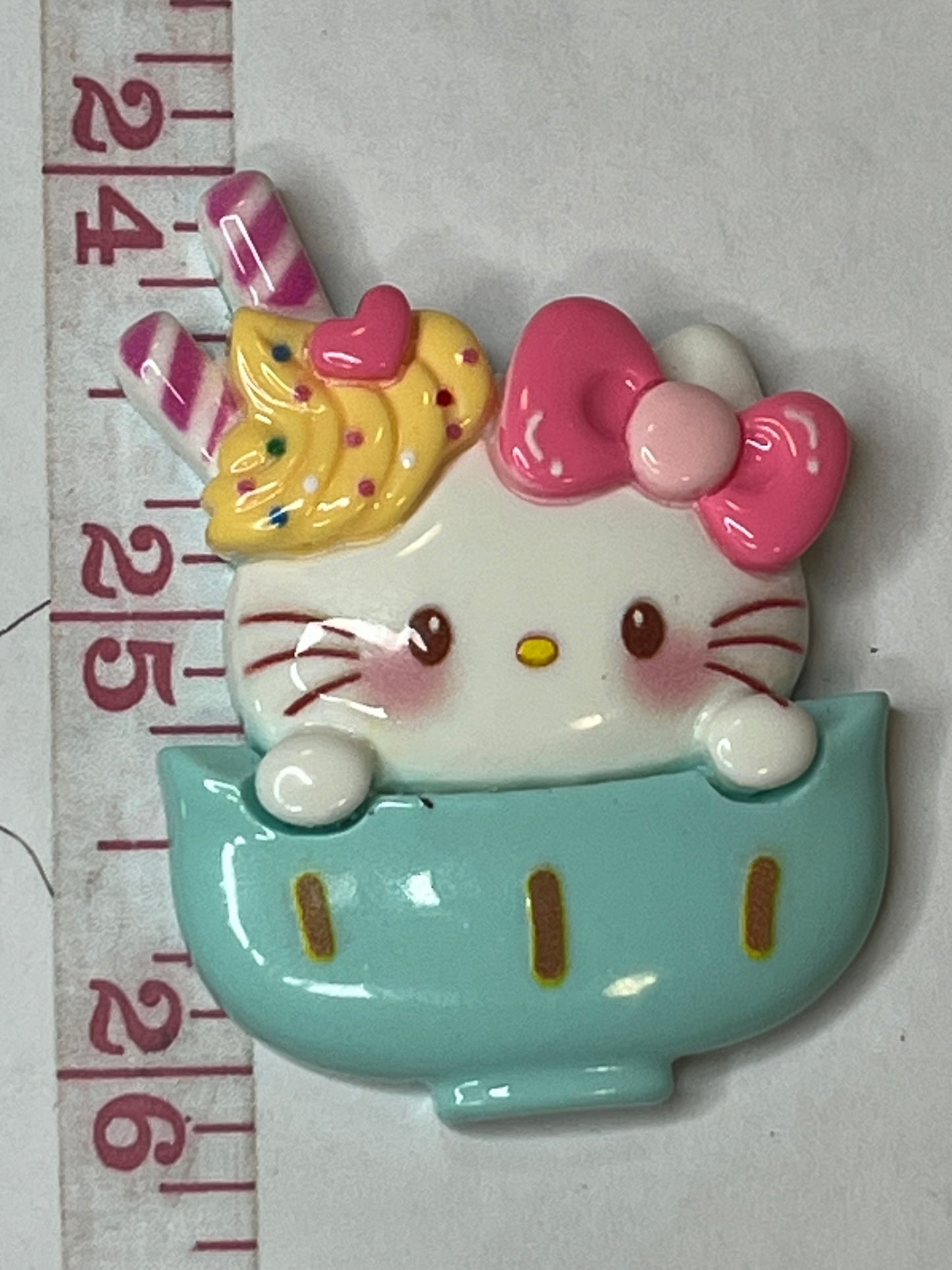 Ice cream kitty flat back charm