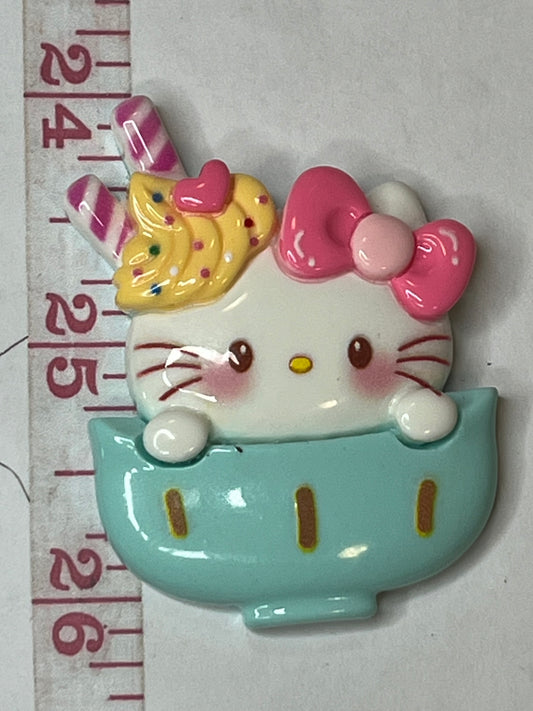 Ice cream kitty flat back charm