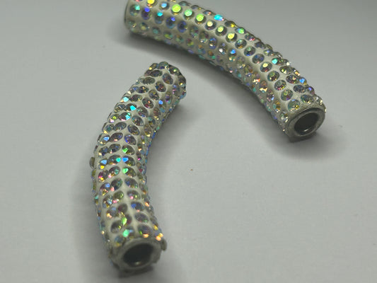 Iridescent white bling tube spacer