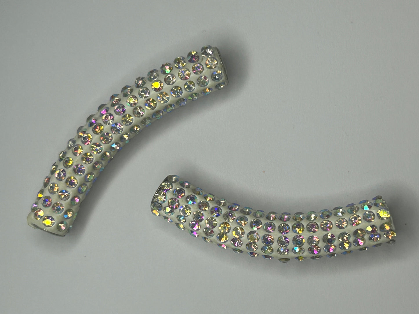 Iridescent white bling tube spacer