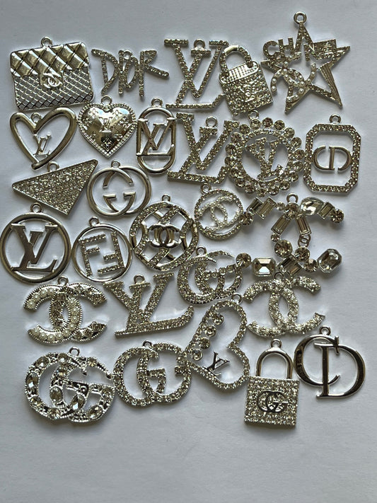 10 piece Fashion silver and gold bling bracelet charms