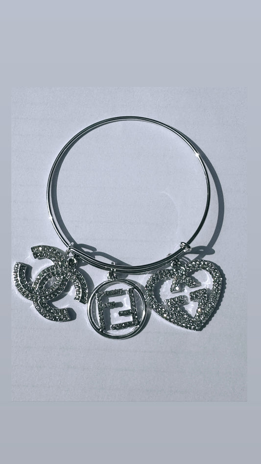 Silver designer charm bracelet