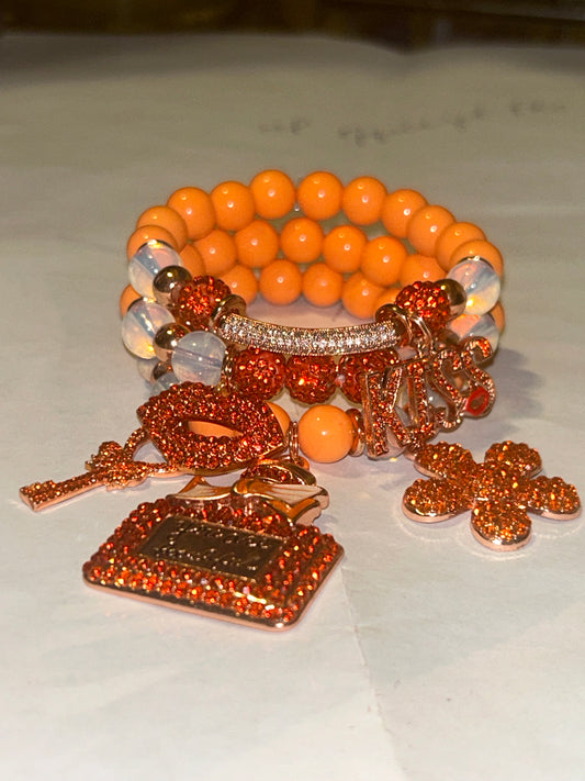 Orange and Rosegold 3 bracelet set