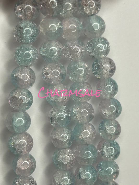 8mm Light blue and pink ombré glass beads