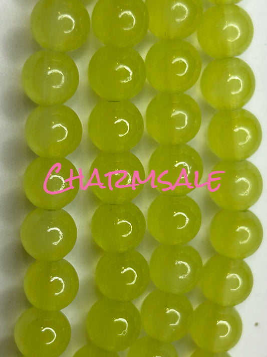 8mm Lime green jade glass beads