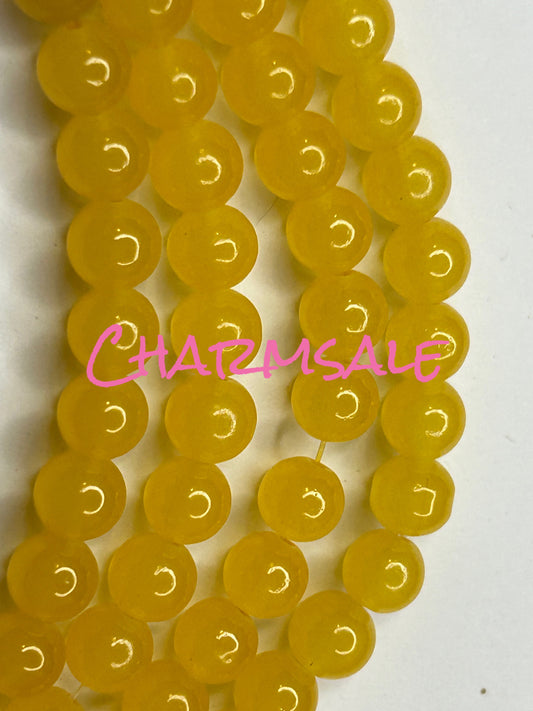 8mm Golden yellow jade glass beads
