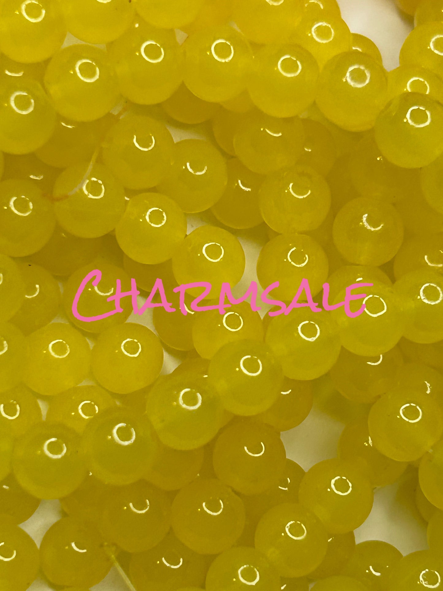 8mm Yellow jade glass beads